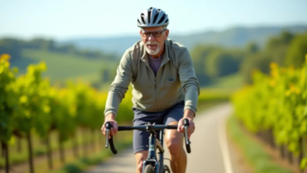 Cyklista na cestě mezi vinicemi v Znojemské oblasti